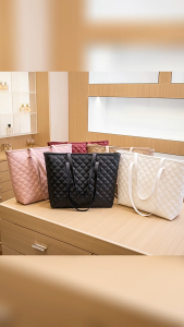 กระเป๋าโท้ทลายตาข่าย แฟชั่นผู้หญิง ความจุใหญ่ หนัง PU สะพายไหล่และถือ รุ่น YF012