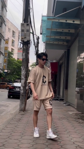 Bộ Quần Áo Cộc Tay Nam Mùa Hè In Chữ C Phong Cách Trẻ Trung Bộ Thể Thao Nam Chất Tổ Ong cao cấp siêu thoải mái BO19 - MINHSTORE66