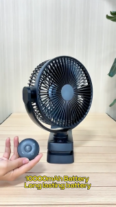 10000mAh Portable 8-Inch Fan Remote Control Swing Rechargeable Clip On USB Charging Battery Operated Home Desk Table