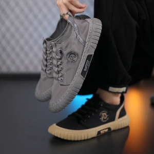 AMIRAA Sepatu Sneakers Berjalan Pria Nyaman Kanvas Tebal Sepatu Olahraga Pria Sneakers Casual Sport Running Shoes