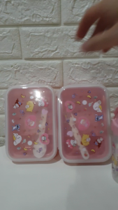 1 SET TEMPAT MAKAN LUNCH BOX DAN BOTOL MINUM MIXED /KOTAK MAKAN KARAKTER SANRIO KUROMI BENING TRANSPARAN