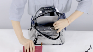 TINYAT Clear Backpack PVC Bookbag กระเป๋านักเรียนใสกันน้ําผู้หญิงกระเป๋าเยลลี่ลําลอง