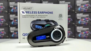 Intercom Q08 Headset Helm Bluetooth 5.3 Headset Helmet Motorcycle Waterproof - Black Earphones Q08
