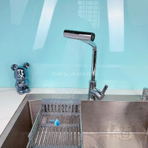 ĐỒNG THAU BỀN BỈ Vòi nước rửa chén bát 4 chế độ nước nóng lạnh đồng thau xi bóng cao cấp Rina RN5007N xoay bi 360