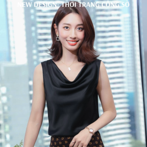 Áo kiểu nữ cổ đổ phong cách công sở nữ tính chất lụa satin cao cấp thoáng mát-NEW DESIGN AO0030
