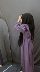 Meldy Dress Ruffle | Dress Maxi Remple Wanita | Gamis Crinkle Airflow Busui Friendly