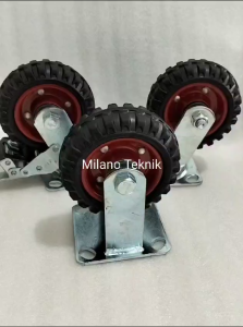 Roda 5 inch karet Kembang (Tetap/Hidup/Rem) Double Bearing heavy Duty/caster/troli/Furniture/Gerobak/pcs