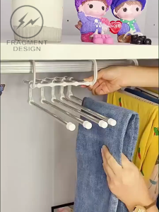 F&D 5 Layer Pull-out Pants Hanger Organizer Jeans Trousers Storage Folding trousers rack multifunctional multi-layer trousers rack