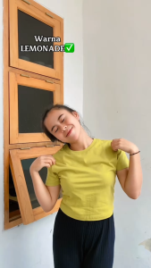 Kaos Crop Kuning Polos Dewasa Lengan Pendek Ukuran S M L XL Bahan Cotton Combed 30S