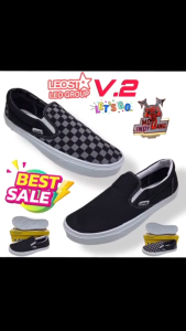 รองเท้าสลิปออน LEO/V2 สีดำสีเทาดำ ไซส์ 38-45