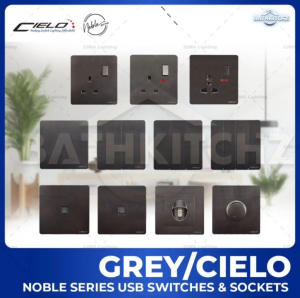 CIELO Grey Noble Series 1/2/3/4 Gang Wall Switches Frameless 13A/15A Socket Waterproof Cover SIRIM BATHKITCHZ