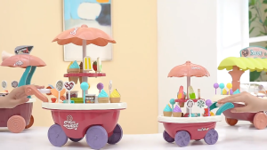 Đồ chơi xe đẩy bán kem kẹo ngọt Có Đèn Nhạc 2 Tầng 55 chi tiết xoay 360 độ cho bé-Tiệm Nhà Sóc