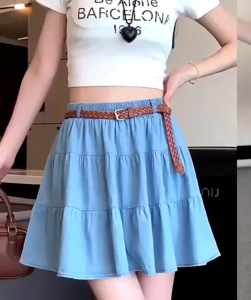 💥[Q075] Chân váy nữ xòe chữ A JEANS LỤA 3 NGĂN có lót trong dáng ngắn xinh xắn và cá tính - L2M