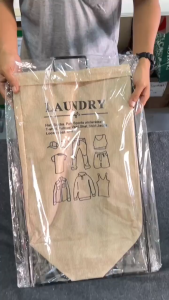 Laundry Bag With Stand Brown Colour 50 Litres/Laundry Basket Canvas Organizer Clothes/Foldable Storage Bag/Bakul dobi