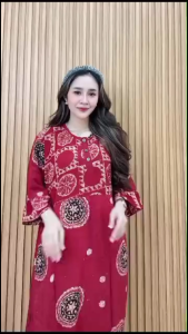 Dress Cap Malaman Susun Rempel Motif Bolak Balik Rayon Super Premium Jumbo LD 120cm PB 135cm Busui