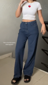 Plus Size 25-41 Baggy Jeans for women high waist denim pants korean style Straight Leg Cotton Trousers