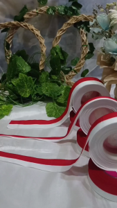 Pita Satin Ikat Kepala Merah Putih Satin Berbagai Ukuran