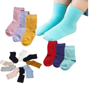 3 Pasang Kaos Kaki Panjang Polos Warna-Warni Anak Laki-Laki & Perempuan Ukuran TK PAUD SD Bahan Katun Spandek