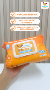 Moose Gear Baby Wipes Premium Baby Scent 100sheets with Vitamin E & Aloe Extract Thick & Soft