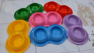 Tempat Makan Kucing Anjing Anti Semut Pet Bowl Double 2 Space Anti Slip Aerizoo