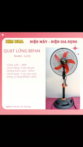 Quạt Lửng  BIFAN Công Nghiệp L210 - 5 Cánh Cao Cấp Cỡ Lớn🔸48W - Cao 93-100cm - Đen Cam