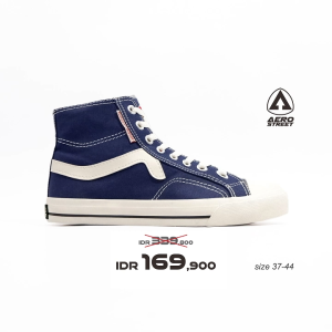 Aerostreet 37-44 Jhosse High Navy Natural - Sepatu Sneakers Casual Sekolah Pria Wanita Aero Street