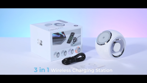 KUULAA 3 in 1 Magnetic Charging Station for Apple Devices iPhone 15/Airpods/Watch MagSafe Wireless Charger for iPhone 15/14/13 3-in-1 Power Strip Desktop Charger with Night Light Indoor Outdoor Decorative Lighting