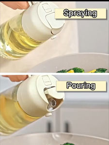 [ READY STOCK ] 2 in 1 470ML Glass Oil Dispenser Spray Bottle Kitchen Cooking Oil  Glass Oil Container