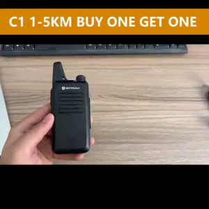 (2PCS) Motorola Two Way Radio walkie talkie long range 5KM C1 Mini 5 Watts 16 Channels UHF 9800mAh IP54 Waterproof Suitable for outdoor activities
