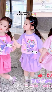 SET ROK KUROMI ANAK PEREMPUAN/DRES KUROMI ANAK PEREMPUAN VIRAL