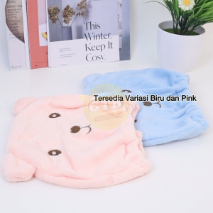 GTB - R513 Handuk Keramas Mandi Topi Handuk Pengering Rambut Kepala Hair Tower Shower Cap Karakter Bear Import
