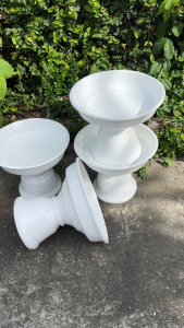 พานไม้ไผ่ขด สีขาว ขนาดๅ12  14 16  นิ้ว  พานขาว   พานขันบัว บายศรี ไหว้ครู