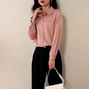 Korean Style Slim Fashion Long Sleeve Loose Ladies Blouses Retro Shirt Top S-XL 5Color