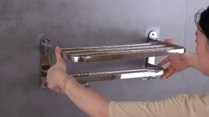 SUS 304 Stainless Steel Bathroom Rack Shelf Toilet Rack BlackTowel Rack Drill-free Wall Mounted Bathroom Accessories