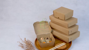 [25 PCS] Lunch Box Paper Kraft Coklat Laminasi Ukuran M Dus Nasi Kotak Takeaway