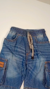 Celana Jeans Anak Cargo 2-9 tahun | Celana Anak Cargo Pendek Denim Wisker - Khakha store