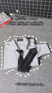 Kemeja Putih Polos Pria Slimfit Atasan Formal Cowok Lengan Panjang Kancing Putih Bahan Katun Premium