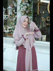 Gamis Set Hijab Adiba Wanita Dewasa Syari Jumbo Ld 120 Terbaru 2024 Khimar Kekinian Simpel Elegant