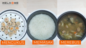 Mejikom 18 Liter Murah Rice Cooker Motif Batik Bunga WELHOME WRC-3111 / 3112 | 100% ANTI LENGKET Daya 30Watt Menghangatkan - 380Watt Memasak - 3 in 1 Menanak Menghangatkan dan Mengukus