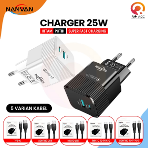 [RO ACC] NANVAN NVN-PTC11 CHARGER 25W MICRO USB / TYPE TIPE C / 8 PIN PD SUPER FAST CHARGING FOR XIAOMI OPPO VIVO SAMSUNG IPHONE