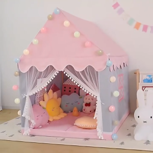 Princess Castle Play Tent for Girls - Indoor/Outdoor Pink Playhouse with Safety Closures Ideal for 3-5 Years