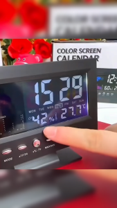 Digital Clock Thermometer Hygrometer Weather Station Alarm Clock Temperature Gauge Colorful LCD Calendar Voice-activated