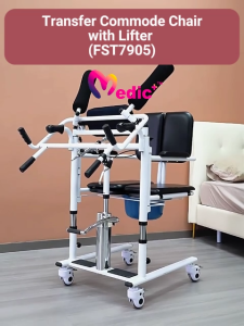 Elderly Bedridden Patient Transfer Commode Chair With Lifter/ Multifunctional Lifting Wheelchair With Hydraulic Pump