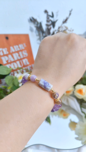 Ready Stock SG - Mossy Purple Cape Trifecta Amethyst Crystal Bracelet Handmade Crystal Bracelet Handmade Natural Healing Crystal Bracelets