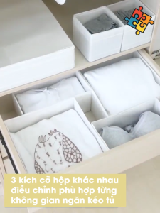 Hộp vải chia ngăn đựng quần áo 3 kích cỡ IKgoods bộ 6 hộp lưu trữ ngăn tủ ngăn kéo giặt được