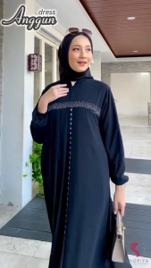 Azahra Maxy Dress Bahan Ceruty Babydol Full Furing Baju Gamis Pesta Wanita Muslimah Dress Perempuan Remaja Motif Payet Swarovski