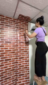 วอลเปเปอร์ติดผนัง ลายอิฐ วอลเปเปอร์ Wallpaper ติดผนัง pvc มีกาวในตัว ตกแต่งห้อง ขนาด 45cm x 9-10 cm