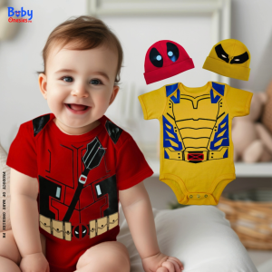 Deadpool & Wolverine Superhero Baby Onesie 0–12M | Cotton Bodysuit Outfit for Newborn Infant Baby Boys | Baby Onesies PH