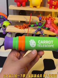 Kids Monocular Toy Carrot Telescope Outdoor Adventure Toy Collapsible Monocular with 8x Adjust Lens Child Birthday Gift