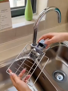 Kitchen Stainless Steel Sponge Holder Sink Rack Kitchen Faucet Holder 厨房收纳不锈钢水龙头置物架挂篮海绵沥水架水槽收纳架抹布架
